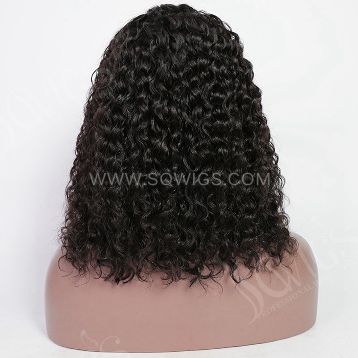 Curly Bob Wigs 13*1 Lace Front Wigs 130% Density Virgin Human Hair Natural Color Natural Hairline