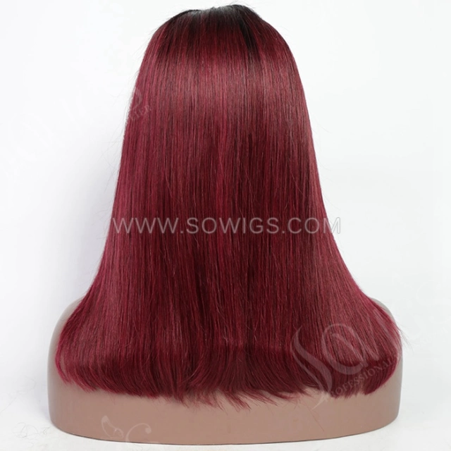 T1B/99 Color Straight Hair Bob Wigs 13*1 Lace Front Wigs 130% Density Virgin Human Hair Natural Hairline