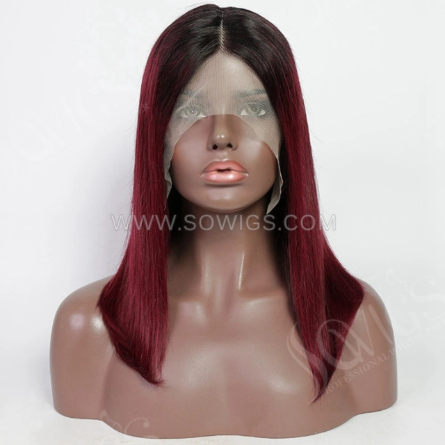 T1B/99 Color Straight Hair Bob Wigs 13*1 Lace Front Wigs 130% Density Virgin Human Hair Natural Hairline