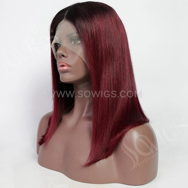 T1B/99 Color Straight Hair Bob Wigs 13*1 Lace Front Wigs 130% Density Virgin Human Hair Natural Hairline