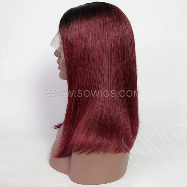 T1B/99 Color Straight Hair Bob Wigs 13*1 Lace Front Wigs 130% Density Virgin Human Hair Natural Hairline