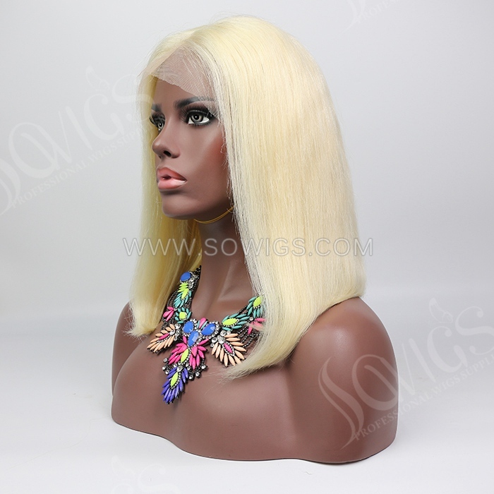 613 Color Straight Hair Bob Wigs 13*4 Lace Front Wigs 150% Density Virgin Human Hair Natural Hairline