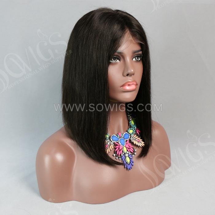 Straight Hair Bob Wigs 13*4 Lace Front Wigs 150% Density Virgin Human Hair Natural Color Natural Hairline