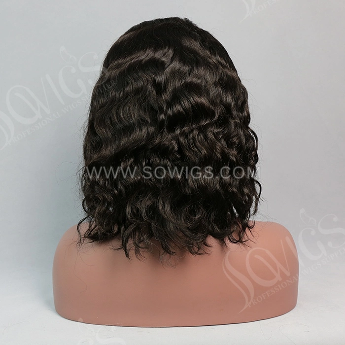 Loose Wave Bob Wigs 13*4 Lace Front Wigs 150% Density Virgin Human Hair Natural Color Natural Hairline