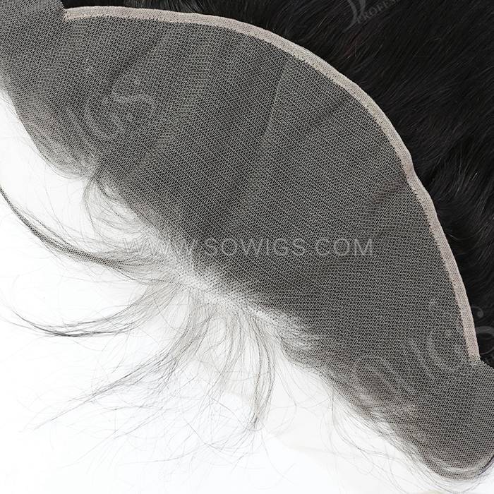 13*6 Lace Frontal Ear to Ear Straight Hairline Pre plucked Knots Lightly Bleached 100% Unprocessed Human Hair