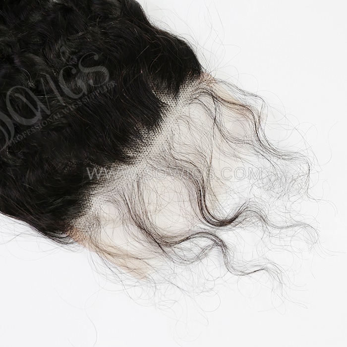 5*5 Lace Closure Italian Curly Hairline Pre plucked Knots Lightly Bleached 100% Unprocessed Human Hair