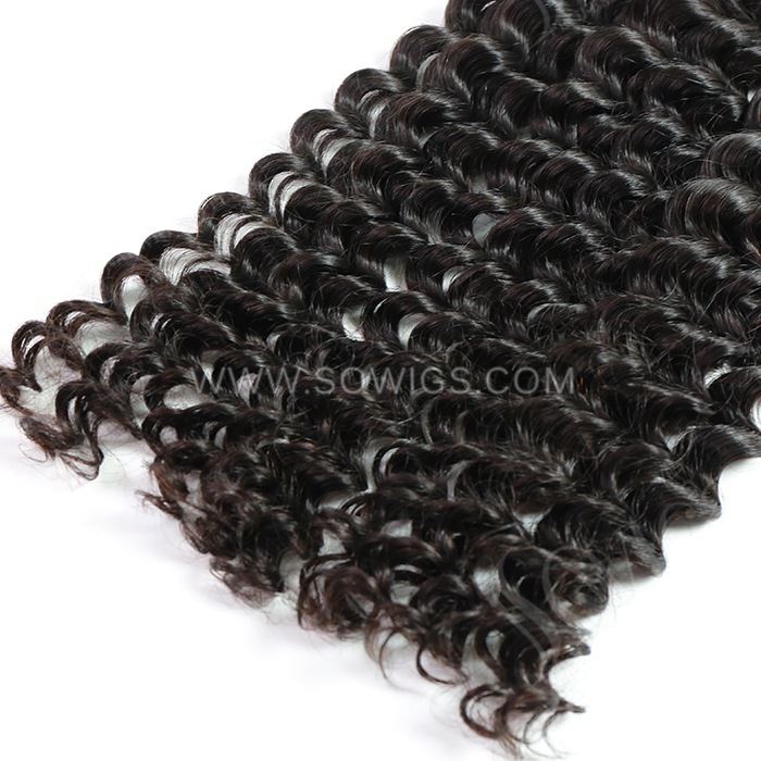 5*5 Lace Closure Deep Wave Hairline Pre plucked Knots Lightly Bleached 100% Unprocessed Human Hair