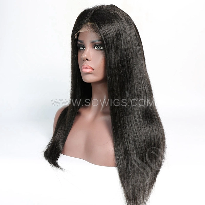 HD 4*4 Lace Closure Wigs 180% Density Pre Plucked Virgin Human Hair Natural Color