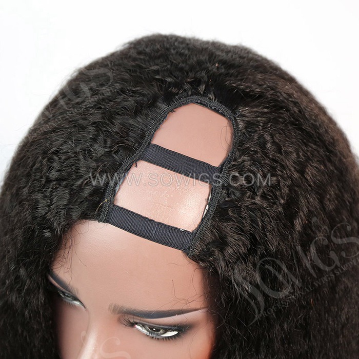 Kinky Straight U Part Wigs  V Part Wigs 130% & 300% Density 100% Unprocessed Virgin Human Hair Natural Color