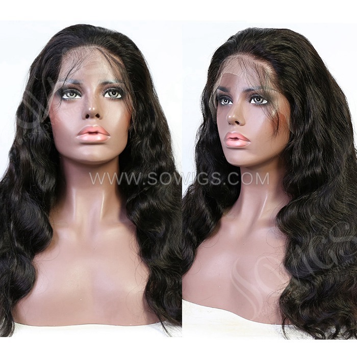 HD 13x6 Lace Wigs 180% Density Pre Plucked Virgin Human Hair Natural Color