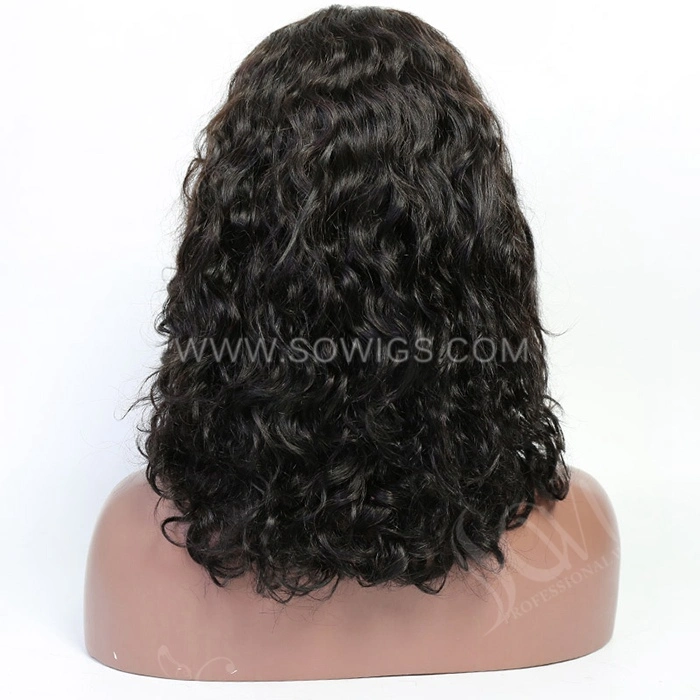 Wavy Hair Bob Wigs 13*1 Lace Front Wigs 130% Density Virgin Human Hair Natural Color Natural Hairline