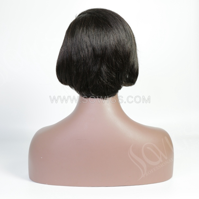 8inch Pixie Cut Straight Hair Bob Wigs 13*1 Lace Front Wigs 130% Density Virgin Human Hair Natural Hairline