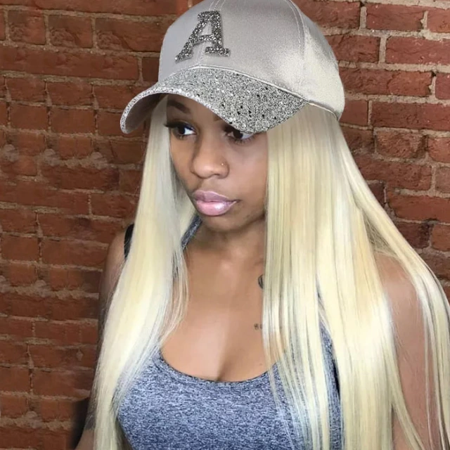 613 Blonde Color Hat Wigs Basketball Cap Wigs Straight Hair Virgin Human Hair