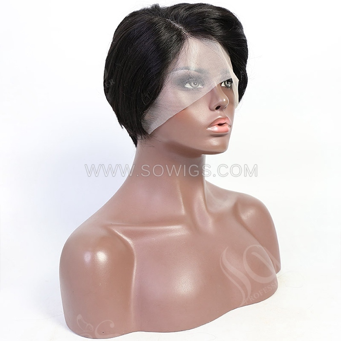 Side Part Straight Hair Bob Wigs 13*1 Lace Front Wigs 130% Density Virgin Human Hair Natural Color Natural Hairline
