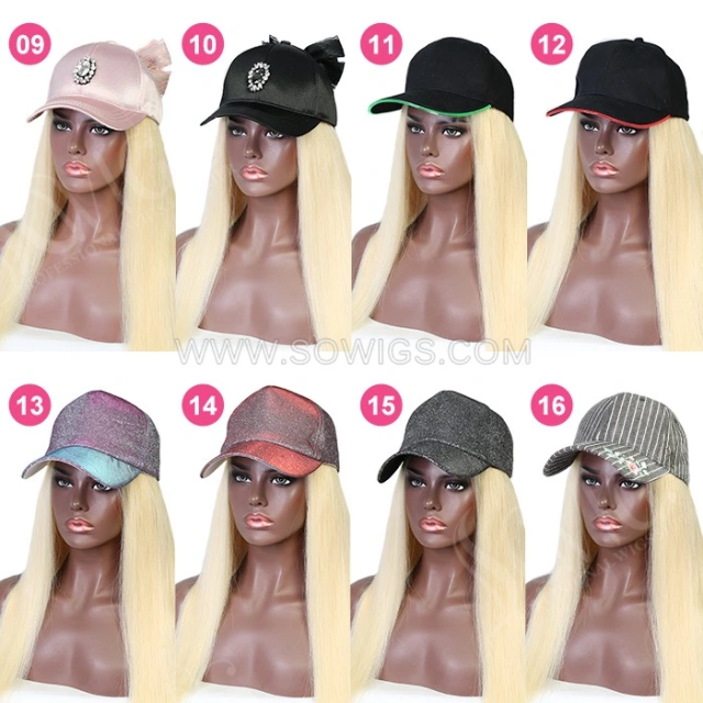 613 Blonde Color Hat Wigs Basketball Cap Wigs Straight Hair Virgin Human Hair