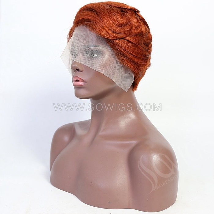Ginger Color #350 Straight Hair Bob Wigs 13*1 Lace Front Wigs 130% Density Virgin Human Hair Natural Hairline