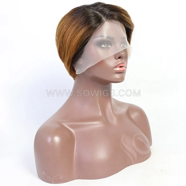 T1B/30 Color Straight Hair Bob Wigs 13*1 Lace Front Wigs 130% Density Virgin Human Hair Natural Hairline