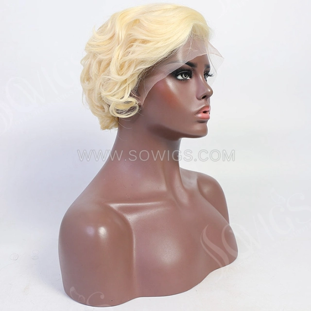 8inch 613 Color Straight Hair Bob Wigs 13*1 Lace Front Wigs 130% Density Virgin Human Hair Natural Hairline