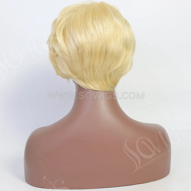 130% Density #613 Blonde Straight 13x1 Lace Front Bob Wig Human Hair Side Part Short Bob Wig