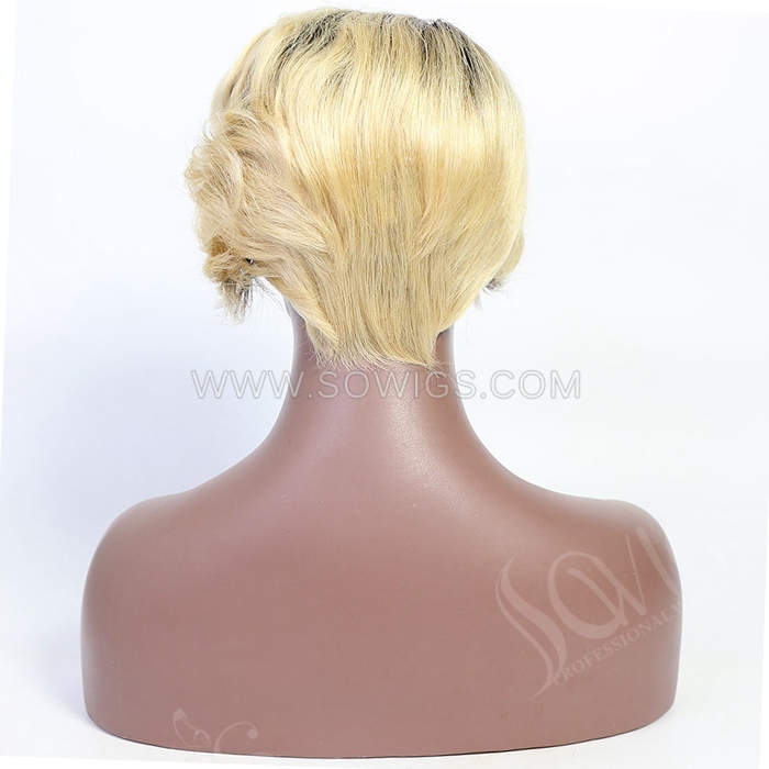 T1b/613 Color Straight Hair Bob Wigs 13*1 Lace Front Wigs 130% Density Virgin Human Hair Natural Hairline