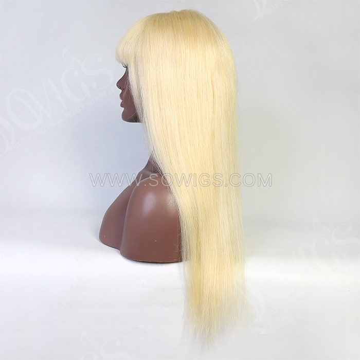 613 Blonde Color Bang Full Machine Made Wigs 130% 300% Density Virgin Human Hair