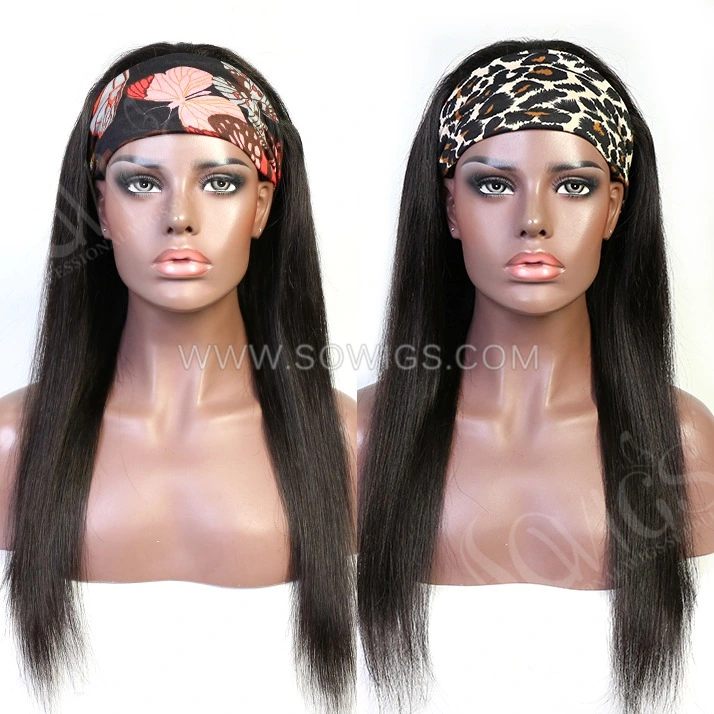 【10 hairstyle】Headband Wigs Half Wigs 150% /200% Density Virgin Human Hair Natural Color (Send 2 Free headband)