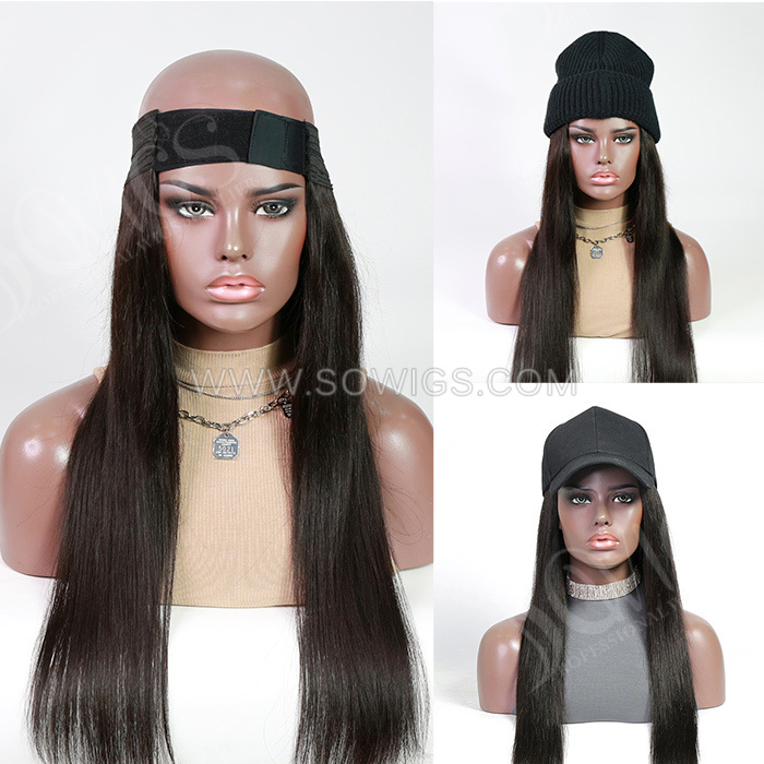 Wear To Go Hair Band With 2 Hat 100% Virgin Human Hair Natural Color