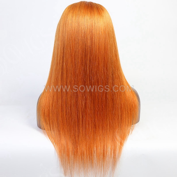 Orange Ginger Color Straight Hair 13*4 Lace Front Wigs 300% Density Lace Wigs Virgin Human Hair Natural Hairline