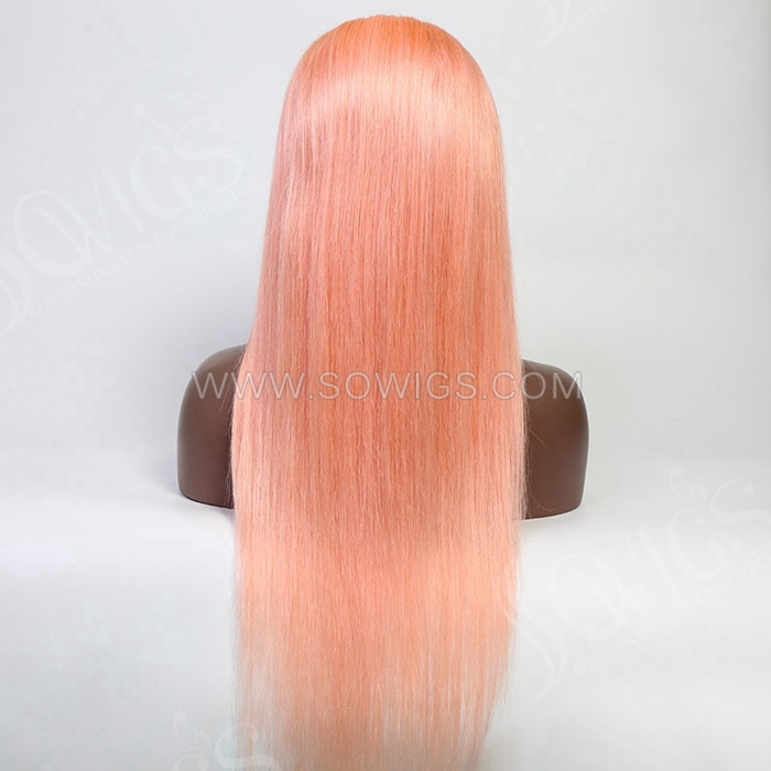 Pink Color 130% Density Full Lace Wig Straight Hair Virgin Human Hair