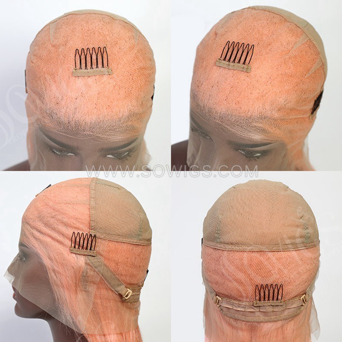 Pink Color 130% Density Full Lace Wig Straight Hair Virgin Human Hair