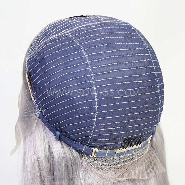 Grey Color 130% Density 13*4 Lace Frontal Wigs Straight Hair Virgin Human Hair