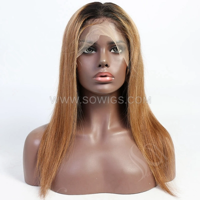 T1B/30 Color Straight Hair 13*4 Lace Front Wigs 130% Density Lace Wigs Virgin Human Hair Natural Color Natural Hairline