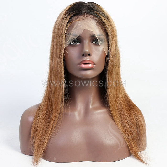 T1B/30 Color Straight Hair 13*4 Lace Front Wigs 130% Density Lace Wigs Virgin Human Hair Natural Color Natural Hairline