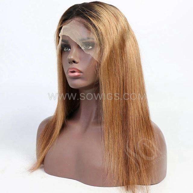 T1B/30 Color Straight Hair 13*4 Lace Front Wigs 130% Density Lace Wigs Virgin Human Hair Natural Color Natural Hairline