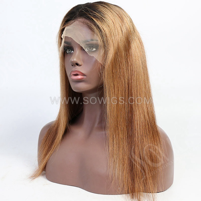 T1B/30 Color Straight Hair 13*4 Lace Front Wigs 130% Density Lace Wigs Virgin Human Hair Natural Color Natural Hairline