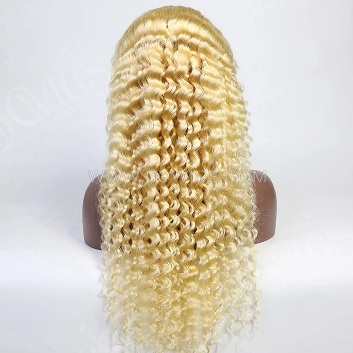 613# Blonde Color Deep Wave 13*4 Lace Front Wigs 150% Density Lace Wigs Virgin Human Hair Natural Hairline