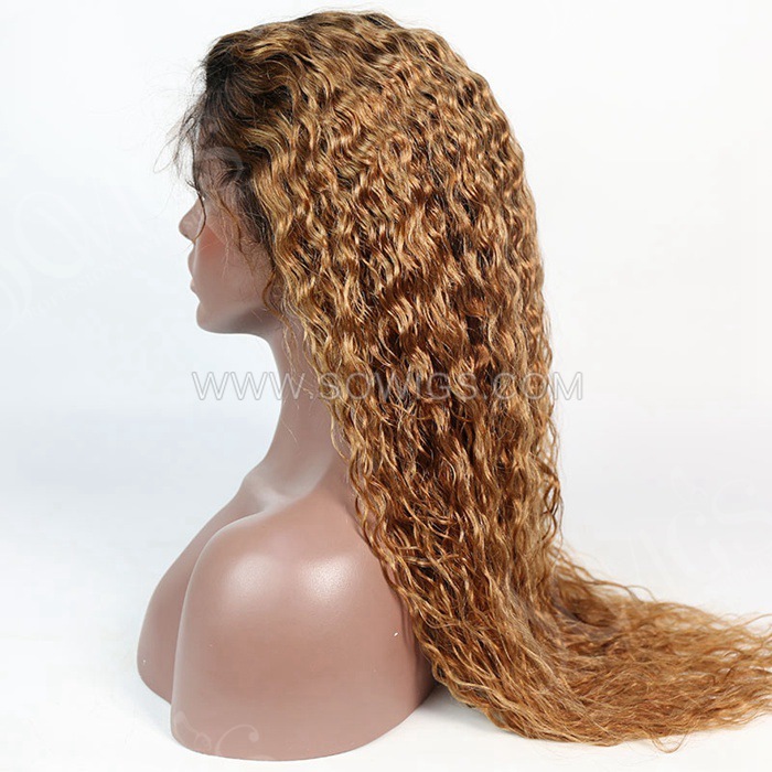 T1B/30 Color 180% Density 13*4 Lace Frontal Wigs Loose Deep Virgin Human Hair