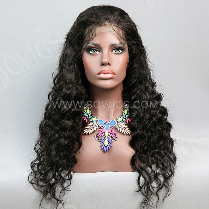 Loose Wave 13*4 Lace Front Wigs 300% Density Lace Wigs Virgin Human Hair Natural Color Natural Hairline