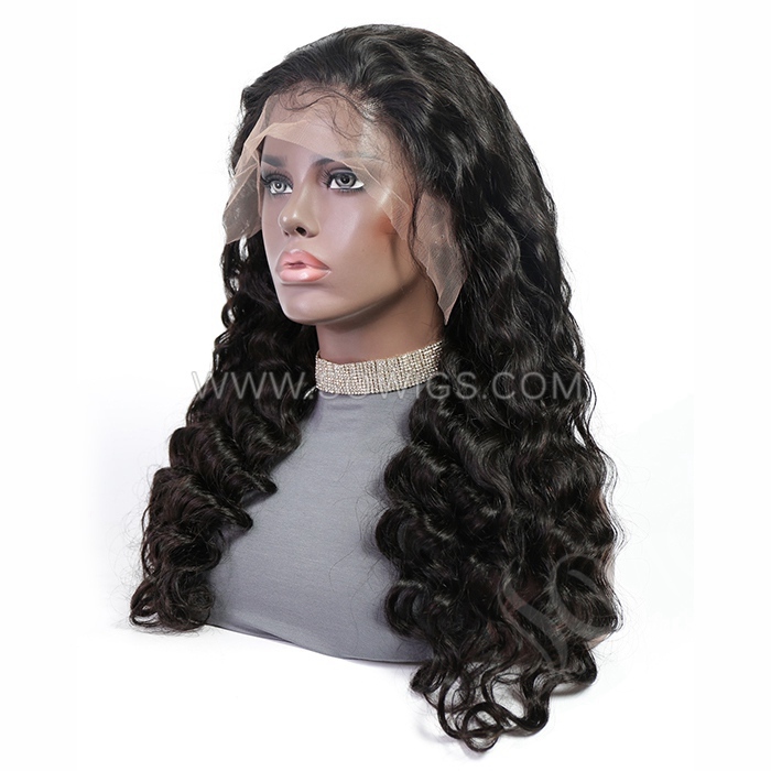 Loose Wave 13*4 Lace Front Wigs 180% Density Lace Wigs Virgin Human Hair Natural Color Natural Hairline