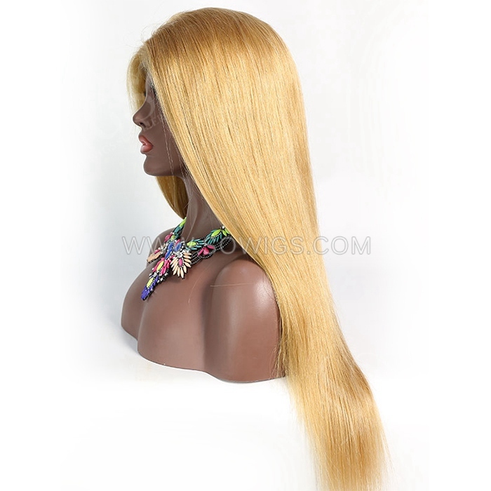 #27 Color Straight Hair 13*4 Lace Front Wigs 300% Density Lace Wigs Virgin Human Hair Natural Hairline