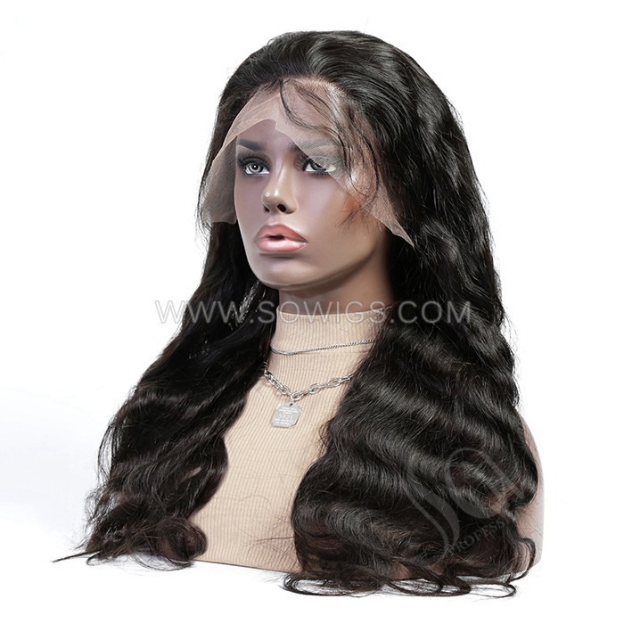 Body Wave 13*4 Lace Front Wigs 180% Density Lace Wigs Virgin Human Hair Natural Color Natural Hairline