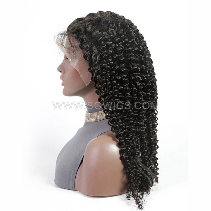 Deep Curly 13*4 Lace Front Wigs 180% Density Lace Wigs Virgin Human Hair Natural Color Natural Hairline