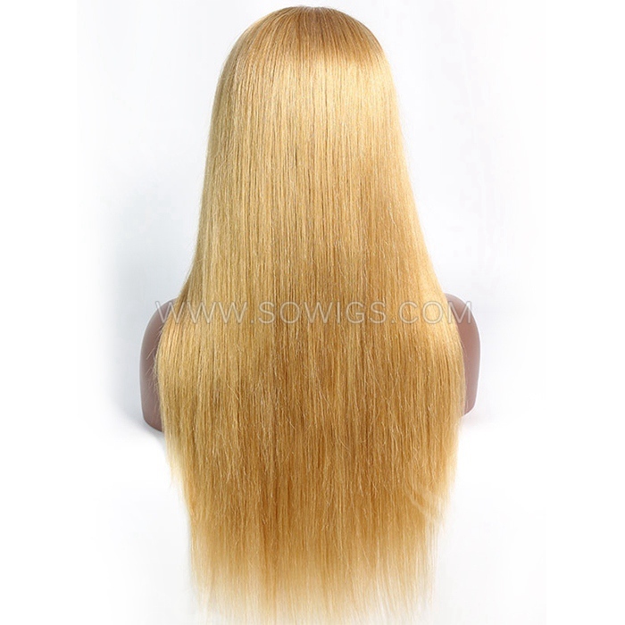 #27 Color Straight Hair 13*4 Lace Front Wigs 300% Density Lace Wigs Virgin Human Hair Natural Hairline