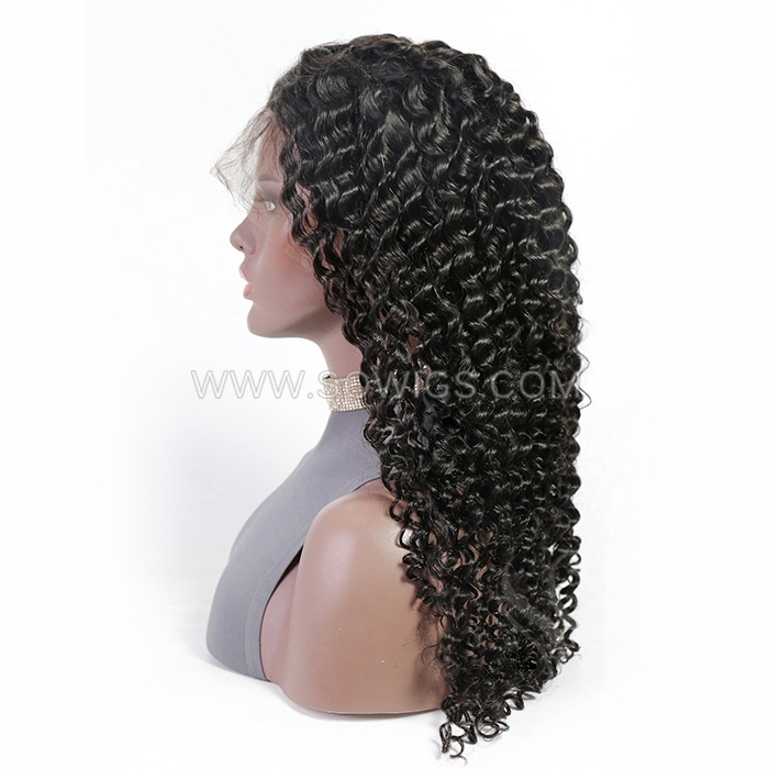 Italian Curly 13*4 Lace Front Wigs 180% Density Lace Wigs Virgin Human Hair Natural Color Natural Hairline