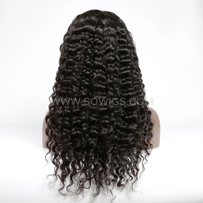 Deep Wave 13*4 Lace Front Wigs 180% Density Lace Wigs Virgin Human Hair Natural Color Natural Hairline