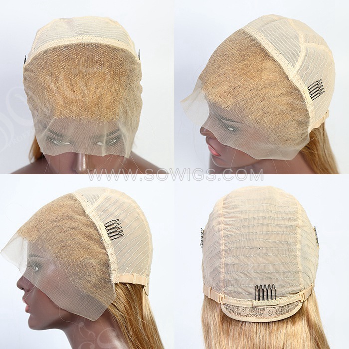 #27 Color Straight Hair 13*4 Lace Front Wigs 300% Density Lace Wigs Virgin Human Hair Natural Hairline