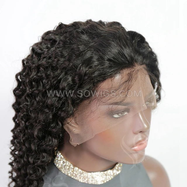 Italian Curly 13*4 Lace Front Wigs 180% Density Lace Wigs Virgin Human Hair Natural Color Natural Hairline