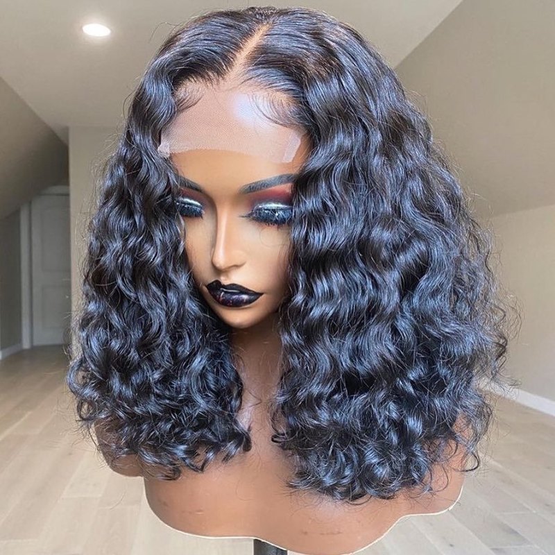 4*4 Closure Closure Wigs 250% Density Pre Plucked 100% Unprocessed Human Hair Natural Color