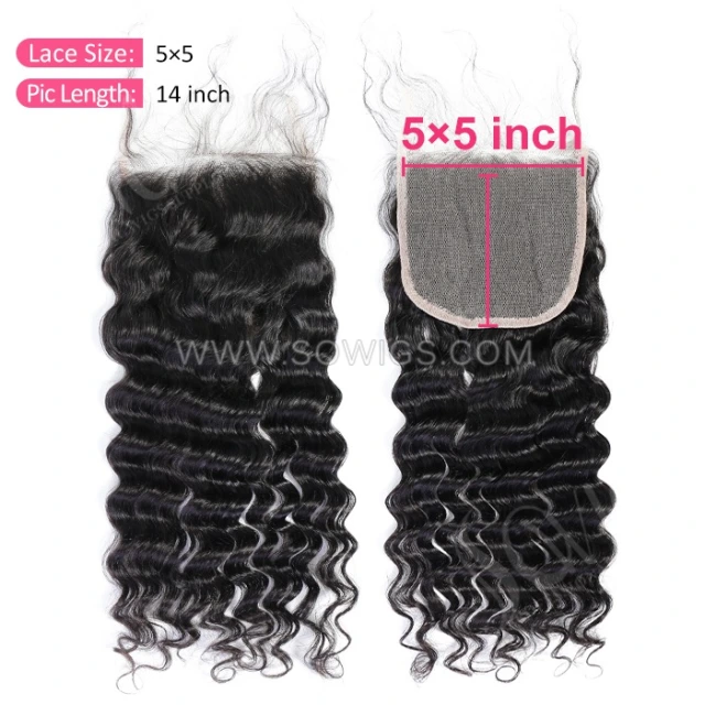 5*5 Lace Closure Natutal Hairline Pre plucked Knots Lightly Bleached 100% Unprocessed Human Hair