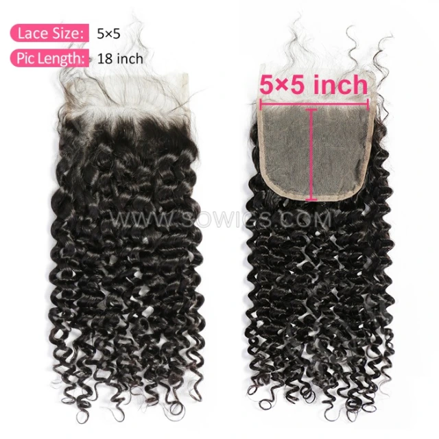 5*5 Lace Closure Natutal Hairline Pre plucked Knots Lightly Bleached 100% Unprocessed Human Hair